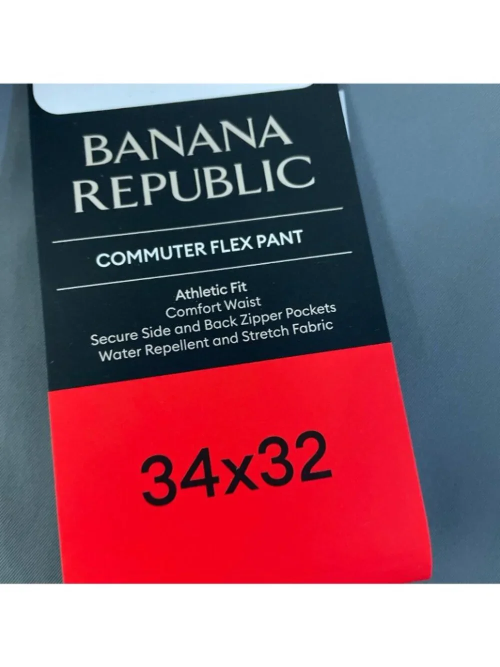 NWT Banana Republic Men's 34x32 Gray Athletic Fit Commuter Flex Tech Pants